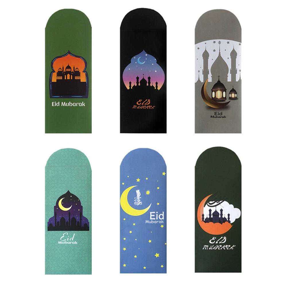 6PCS Multicolor Eid Mubarak Cash Envelopes Paper Lucky Greeting Card  Gift