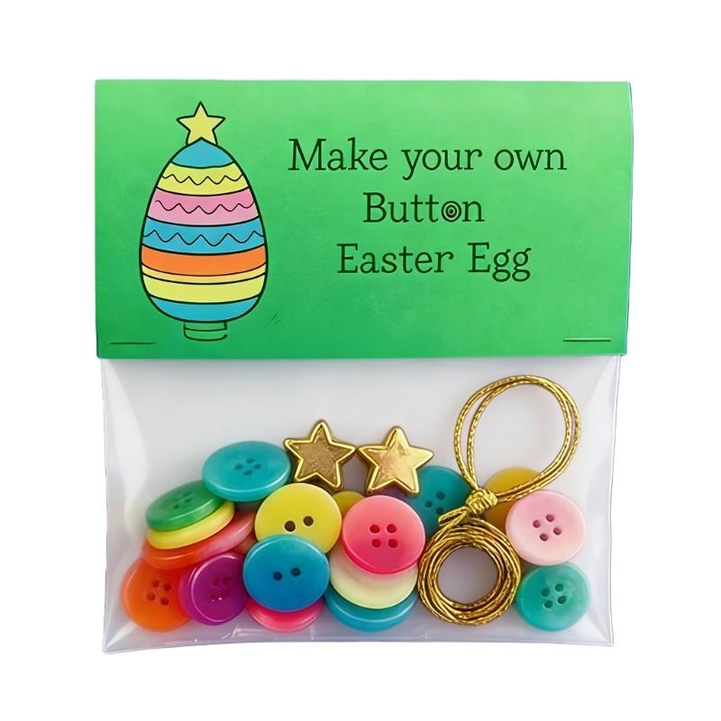 Fun Holiday Crafts DIY Button Ornament Set Rabbit, Eggs and Carrot Designs Creative Family Moment and Decorations