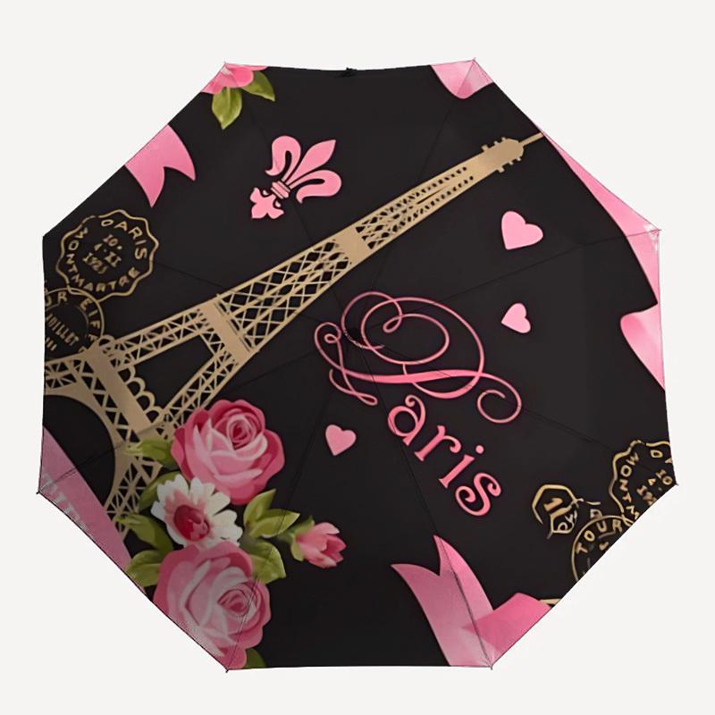 

1pc Paris Eiffel Tower Art Automatic Open/Close Umbrella, Compact Travel Umbrella, 8-Rib Sturdy Frame - Ideal Gift for Friends yy251118029