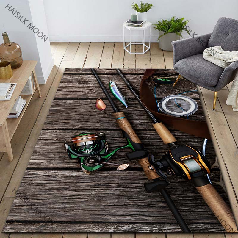 

3D Printing Fishing Enthusiasts Lures Carpet Rug for Living Room Bedroom Sofa Home Decor Non-slip Rugs Luxury Gifts for Friends 40x60cm
