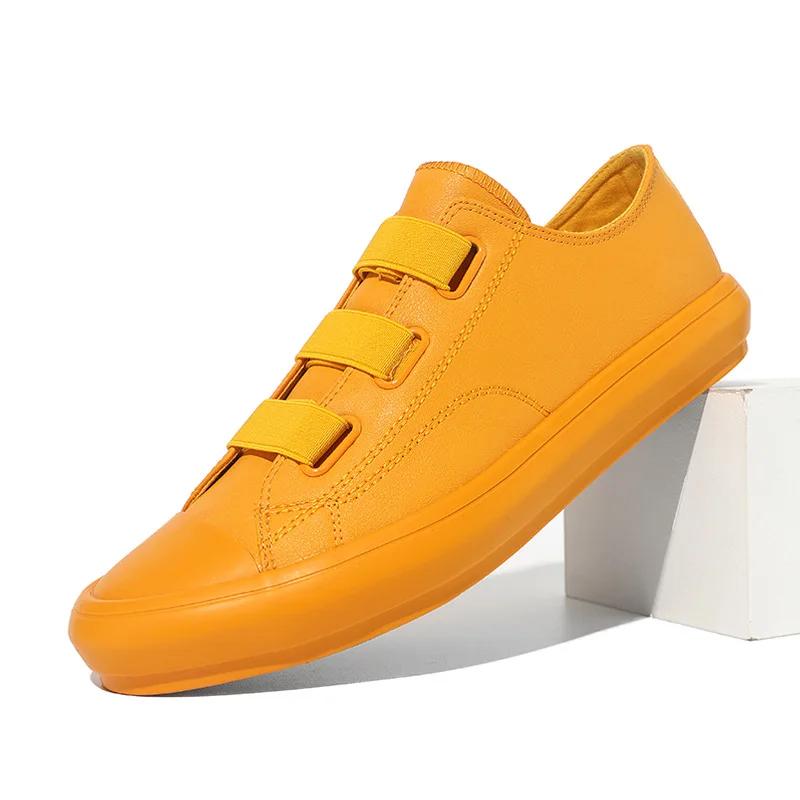 

Мужская кожаная обувь, мужские ботинки, корейская обувь, мужские износостойкие мокасины, дизайнерские повседневные кроссовки из вулканизированной кожи 22395 44 жёлтый