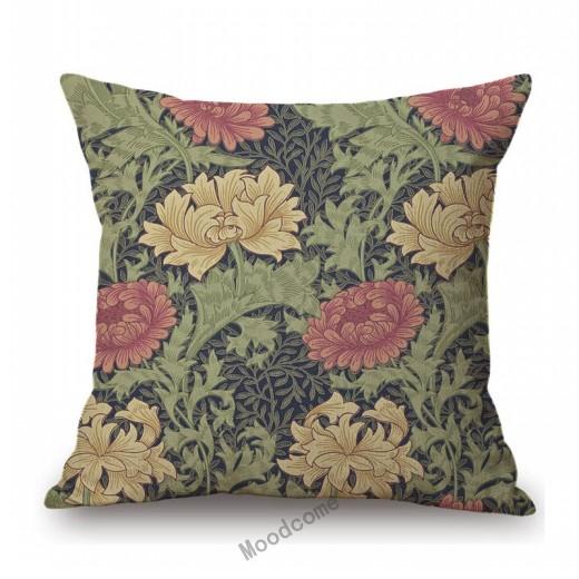 Uk William Morris Chrysanthemum Pattern Classic Floral Design Elegant Sofa Decorative Cotton Linen Pillow Case Cushion Cover