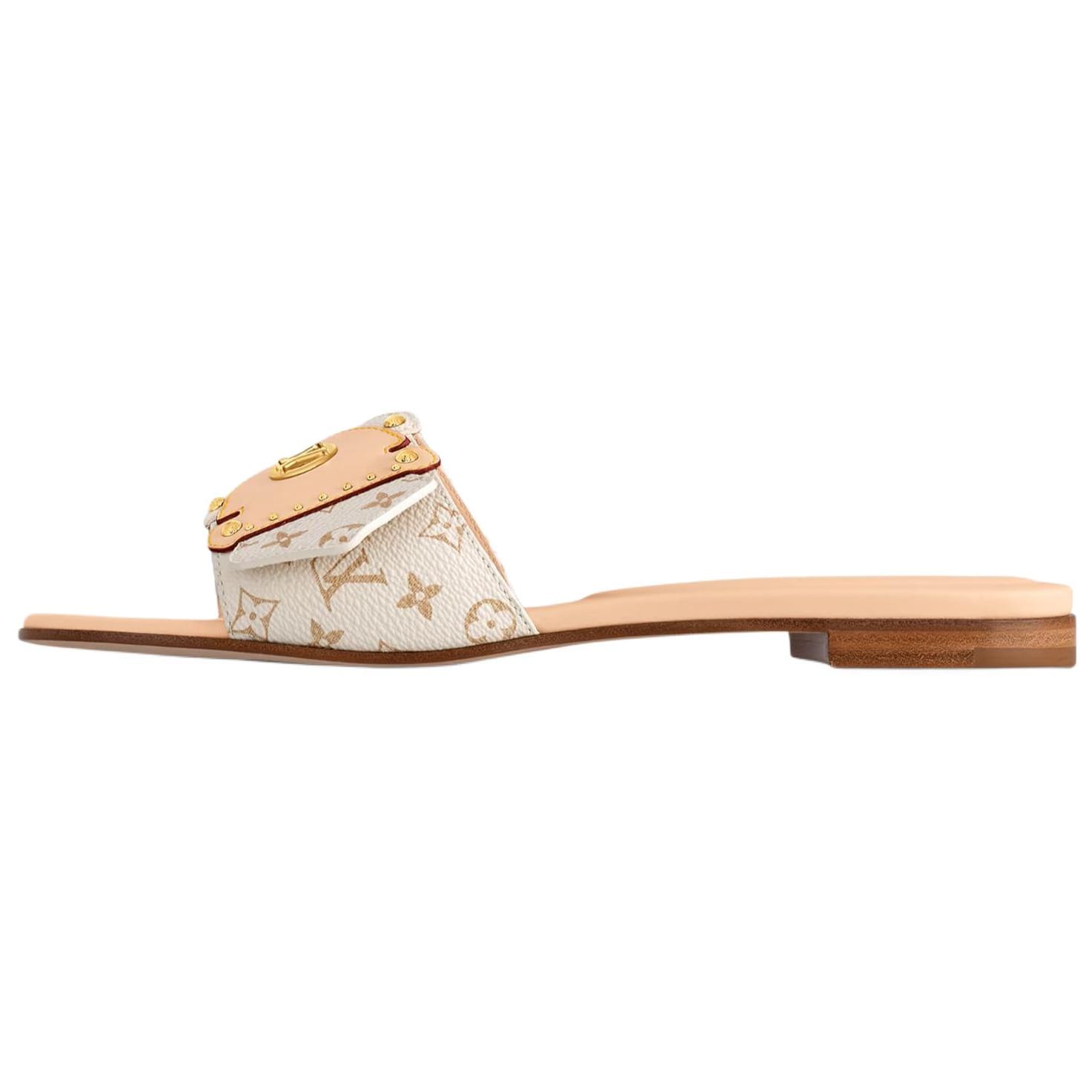LOUIS VUITTON Slide Slippers Women`s Beige