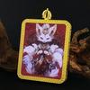Zodiac Cinnabar Thangka Pendant - Eight Guardian Deities Amulet Box (Samantabhadra & Manjushri)