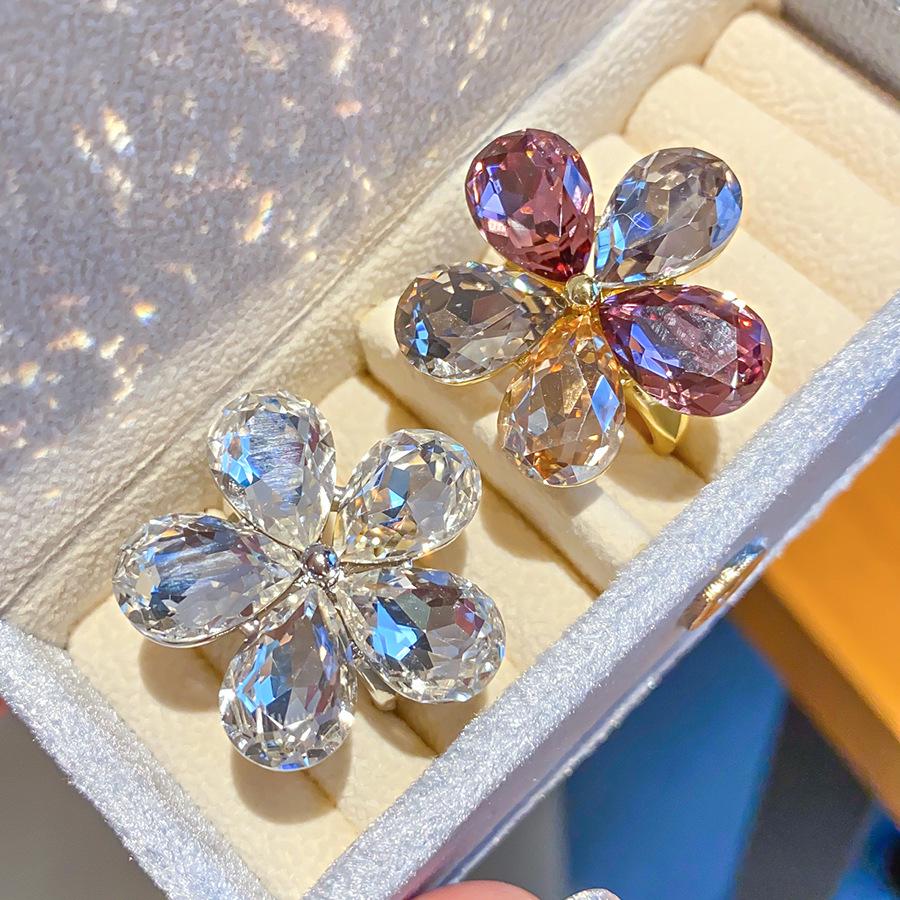Fünfblättriger Diamantblumen-Öffnungsring - Eleganter und modischer Indexfinger-Schmuck