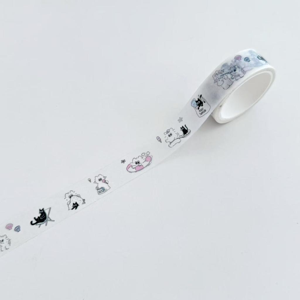 15mmx5m Cartoon Cat Washi Tape Cute Decorative Adhesive Tape for DIY Scrapbooking Journal Stationery