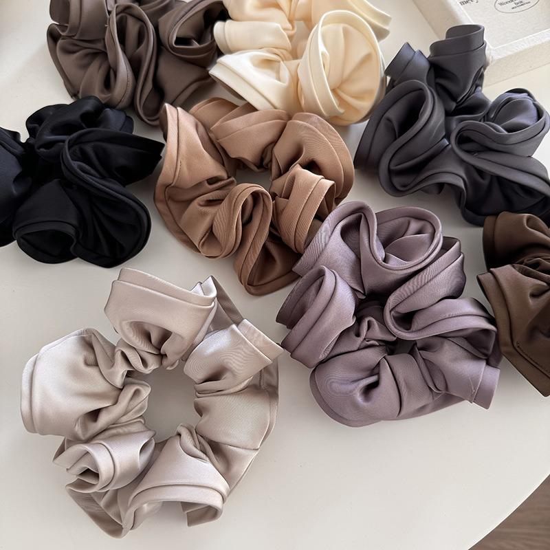 French Design With Wooden Earrings And Hair Loops, High-end Satin Finish, Women's Minimalist Temperament, New Hair Rope