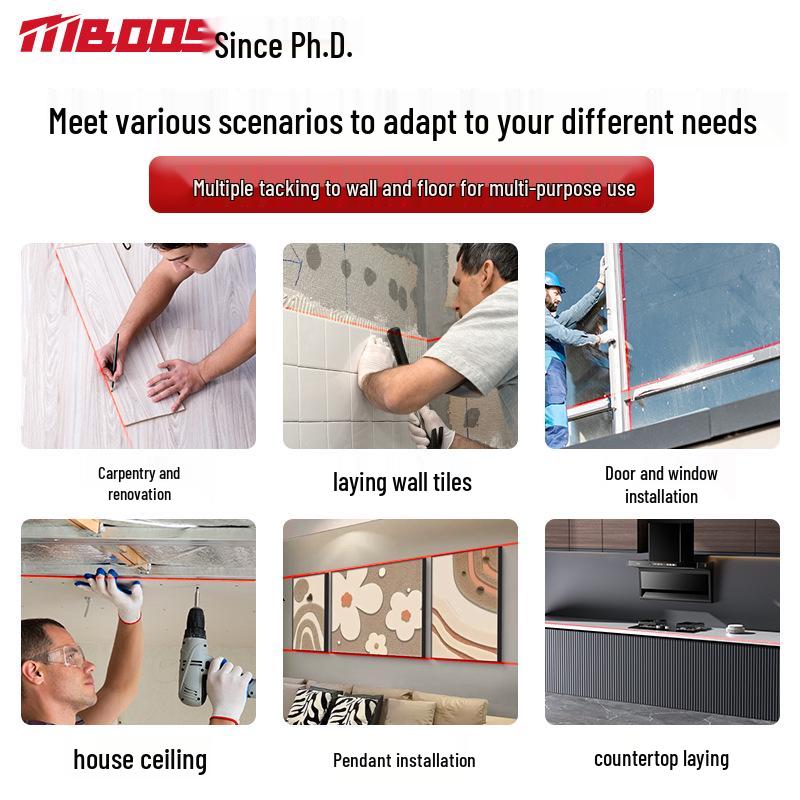 Outdoor 12-Line Red Laser Level: Infrared Burst Flash, Auto-Leveling Tool