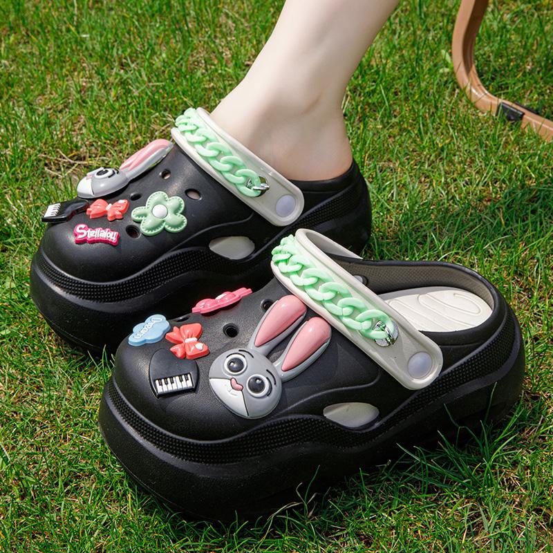 

Новые женские симпатичные туфли на платформе с отверстиями, нескользящие, дышащие, мягкие, легкие, босоножки, тапочки, гавайские, бохо, пляжные, повседневные, удобные тапочки 39-40 чёрный