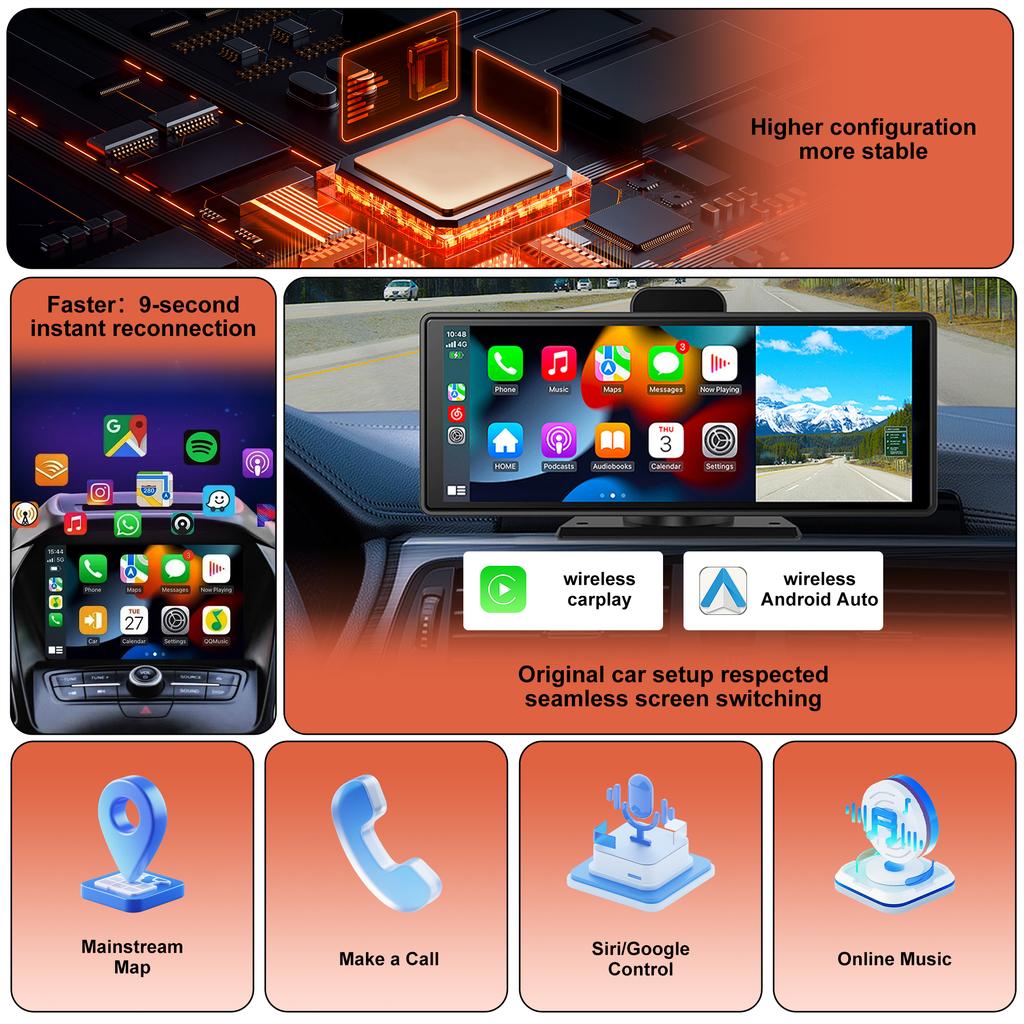 2 V 1 Bezdrátový adaptér Carplay Android Auto Adaptér z kabelového na bezdrátový Carplay pro iPhone Bezdrátové ovládání Plug & Play Carplay
