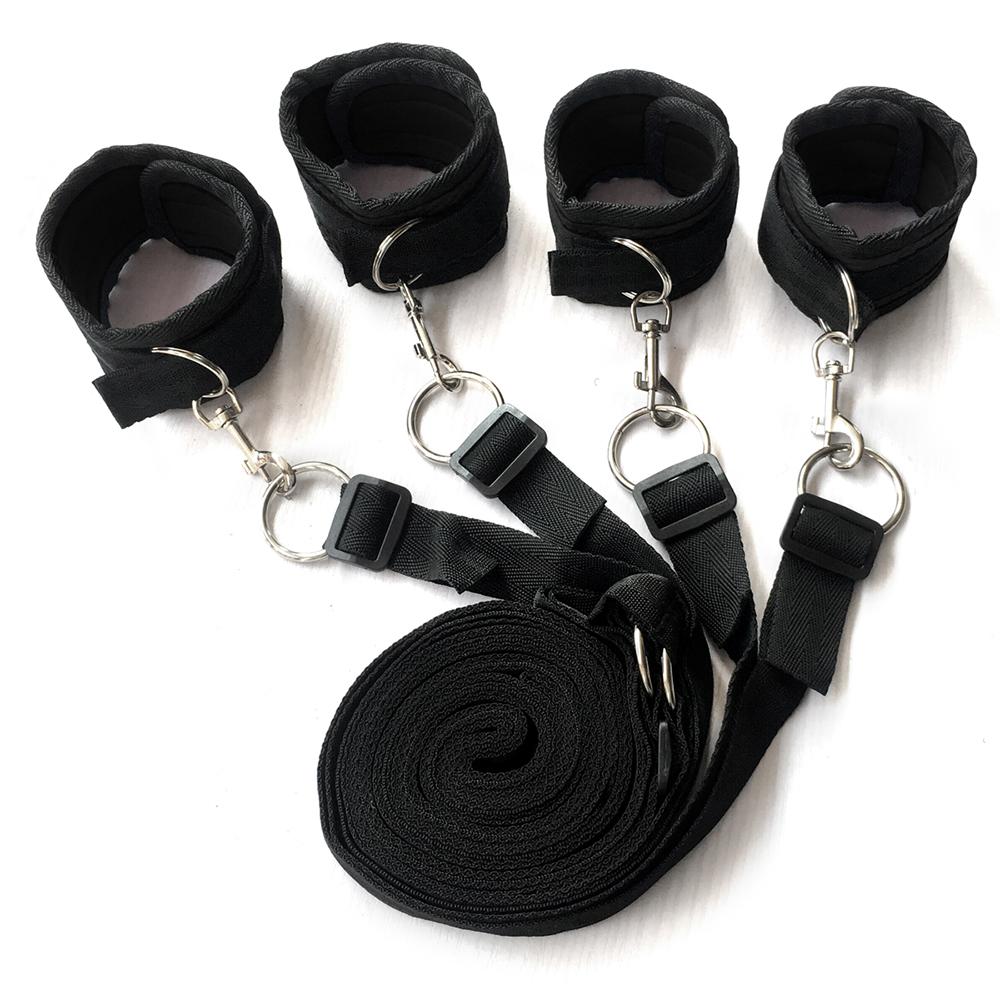 Sex Toys For Couples BDSM Bondage Set Under Bed Restraint Strap Handcuffs & Ankle Cuffs & Eye Mask Adults Games Erotic