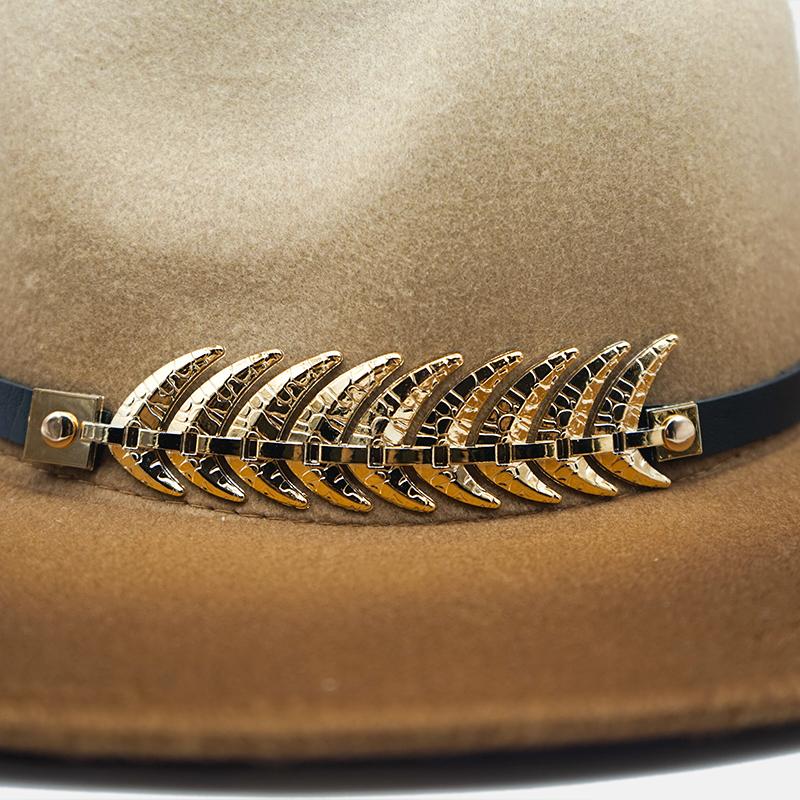 Fashion Autumn Winter Gradient Hat Women Men Fedora Hat Classical Wide Brim Felt Floppy Cloche Cap Chapeau Imitation Wool Cap