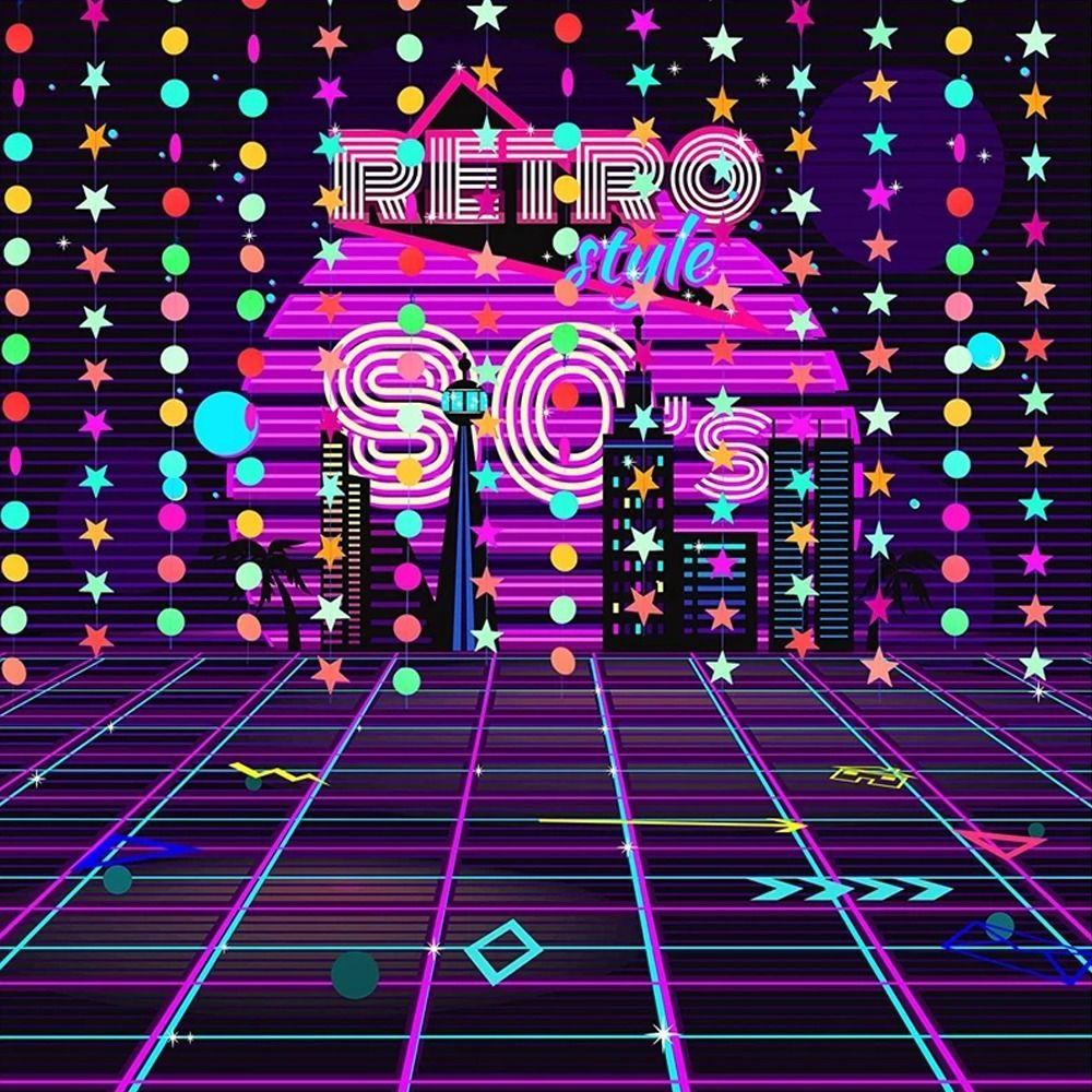 Rectangle Neon Fluorescent Garland Colorful Glow Pennant  Black Light Party