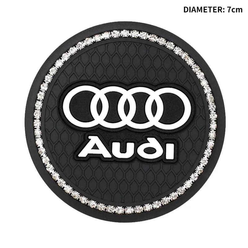 2Pcs Diamond Car Coaster Water Cup Holder Pad Anti-slip Mat for Q2 S A3 8P S3 8V A4 B8 B6 B7 A6 C6 C5 C7 A5 Q3 Q5 Q7 TT A1 A2