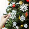 36pcs Christmas Snowflake Ornaments Plastic Glitter Snow Flakes Ornaments for Winter Christmas Tree Decorations