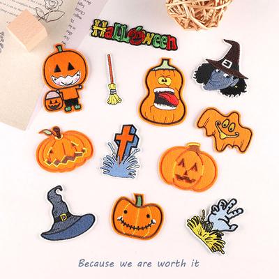 Embroidery Label Pumpkin Skull Halloween Element Patch Sticker Shoe Hat Bag Costume Accessories Embroidery Cloth Sticker