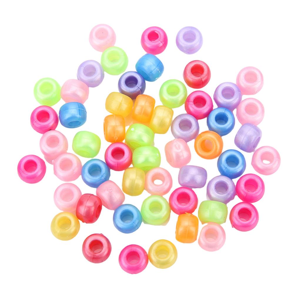 200pcs Round Colorful Acrylic Hair Beads Glow in the Dark for Kids Girls Braids and Women Fashion Hair Accessories
