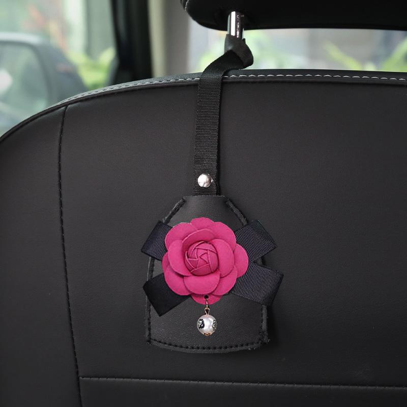1PC Creative Car Hooks Crown Flower Leather Car Seat Headrest Hanger Storage Pull-out Type Hooks For Groceries Bag Handbag