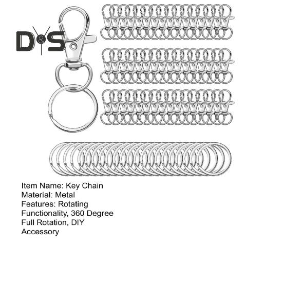 100Pcs/Set Key Chains Metal Lobster Claw Clasp with Key Rings Dog Collars Backpacks DIY Keychain Accessories
