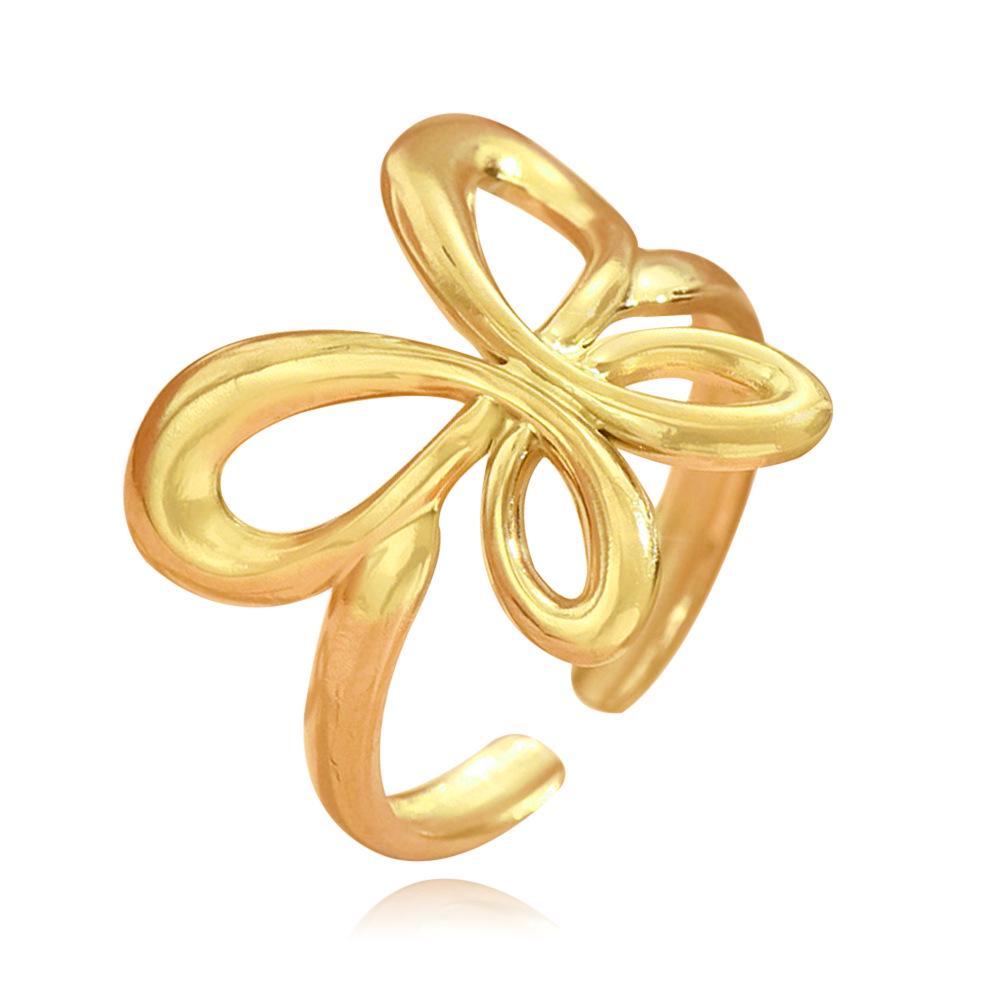 Stainless Steel Fairy Butterfly Gold Open Ring for Women - Non-Fading, Sweet Gift for Best Friends