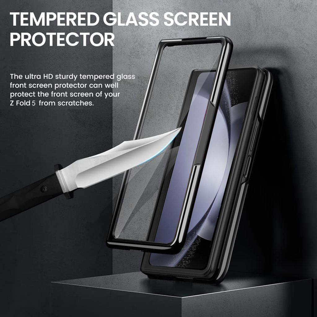 Compatitable With Samsung Galaxy Z Fold 7 Case With Kickstand Holder, Plating Edge Z Fold 6 Case With Front Screen Glass