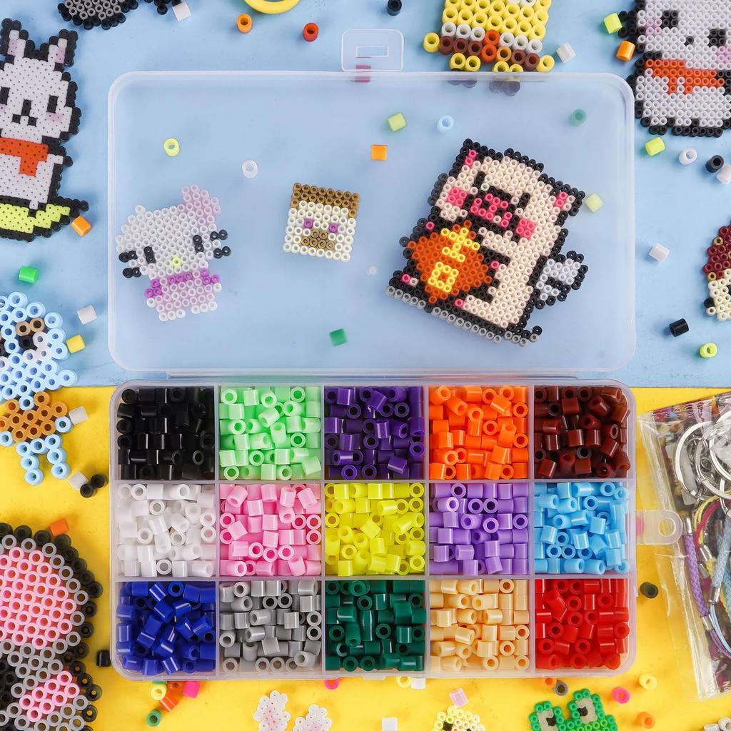 15 Colors 5mm Melting Beads Set Pixel Art Puzzle Hama Beads Diy 3D Puzzles Handmade Gift Fuse Beads Kit Iron Beads Toy