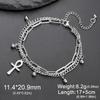 LIKGREAT Vintage Egypt Bracelet Ankh  Charms Stainless Steel  Bracelets Women Jewelry Double Chain Life Symbol Cross Amulet Anni
