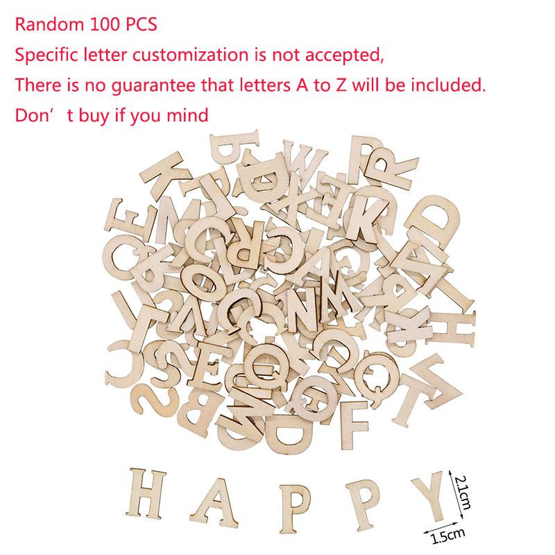 100Pcs Random Mixed Wooden Letters Alphabet English Number Digtal DIY Scrapbooking Arts Crafts Wedding Embellishments Decoration