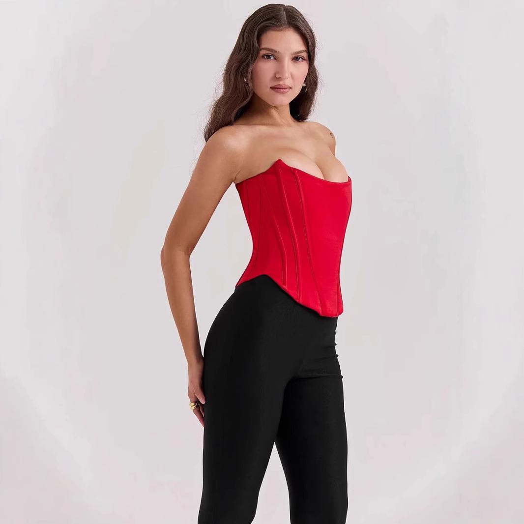 

Summer women s vest halter straps sexy tube top party bandage top L червоний