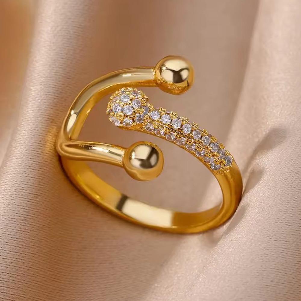 

Микроинкрустированное цирконом медное кольцо для женщин, минималистичное ювелирное изделие, подарок для женщин для повседневной носки серебряный