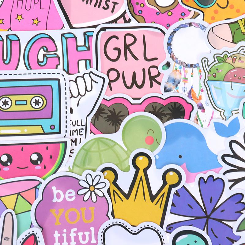 50Pcs Cute Cartoon Stickers Laptop Luggage Guitar Bicycle Skateboard Decals
