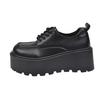 Fashion Women's Retro British Style Flatform Shoes Spring 2025 Versatile Thick Bottom Platform Pumps Round Toe Mid Heel Single Shoes