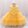 One-Year-Old Baby Tulle Puffy Skirt Dress with Big Flower for Holiday or Performance