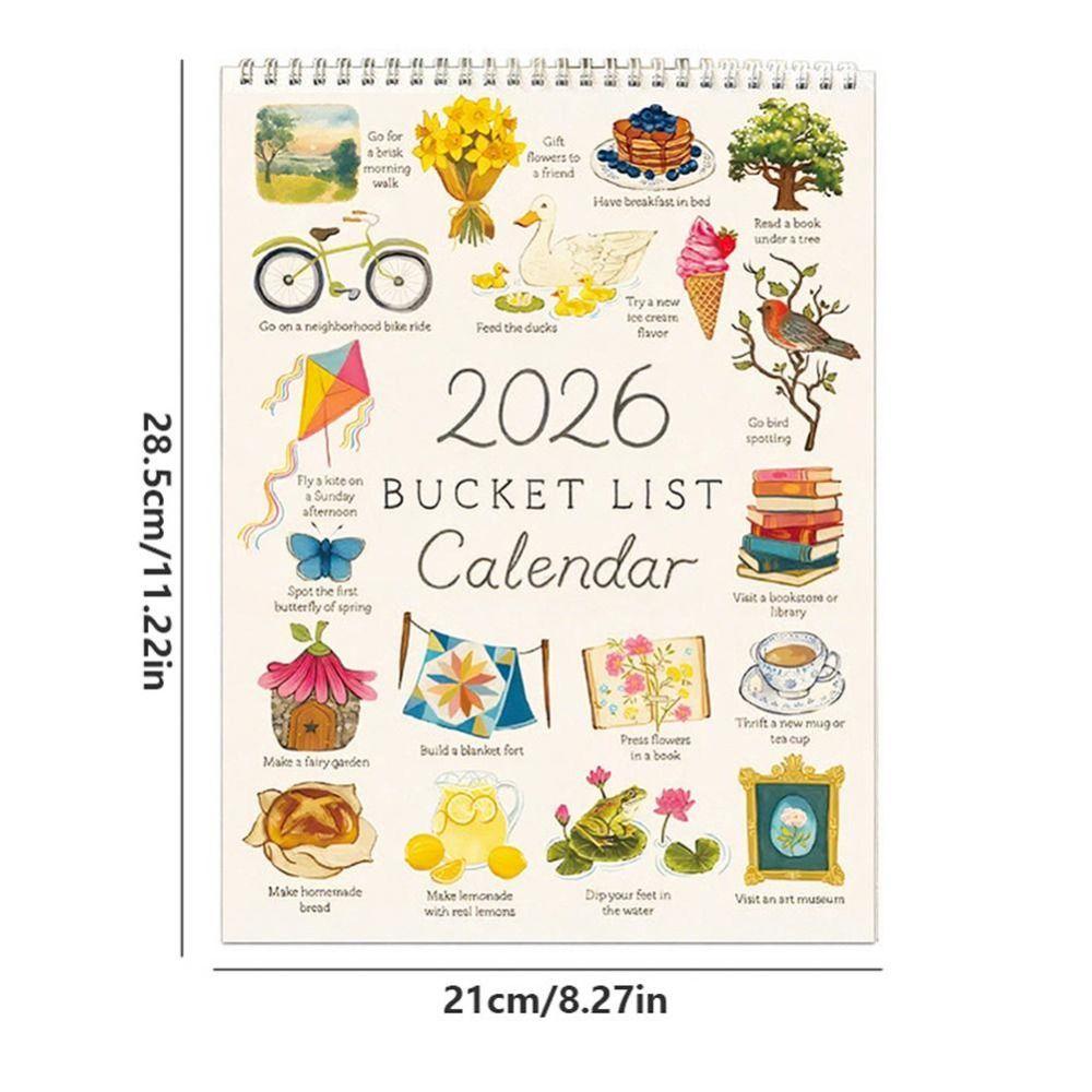 Notes Planning 2026 Wall Calendar Simple Style Desktop Calendar Premium Bucket List Calendar  Gifts