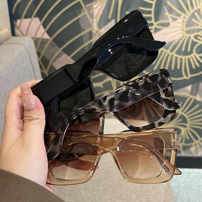 3Pcs Fashionable Large Frame Square Women'S Glasses Pc Lenses Suitable For Beach And Party Outings