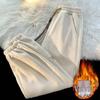 Men's Fleece-Lined Thickened Sweatpants: Autumn/Winter 2024, Loose Straight-Leg Cuffed Casual Sports Pants