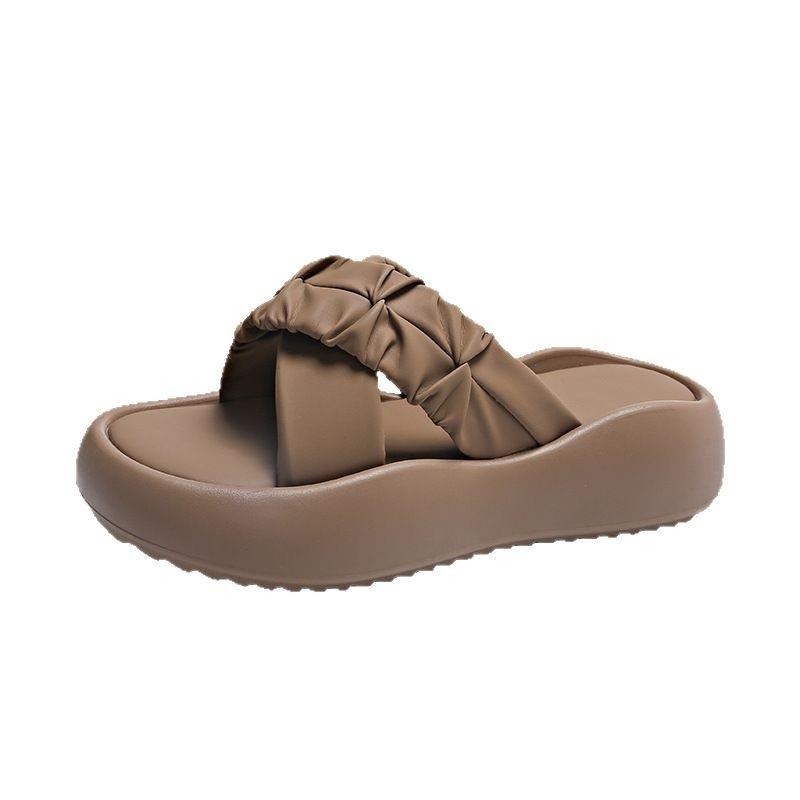 Stepping On Shit Feels Cool Slippers Women's Summer Wear 2025 New Platform Fashion Beach Shoes with Skirts One-word Slippers Pregnant Women
