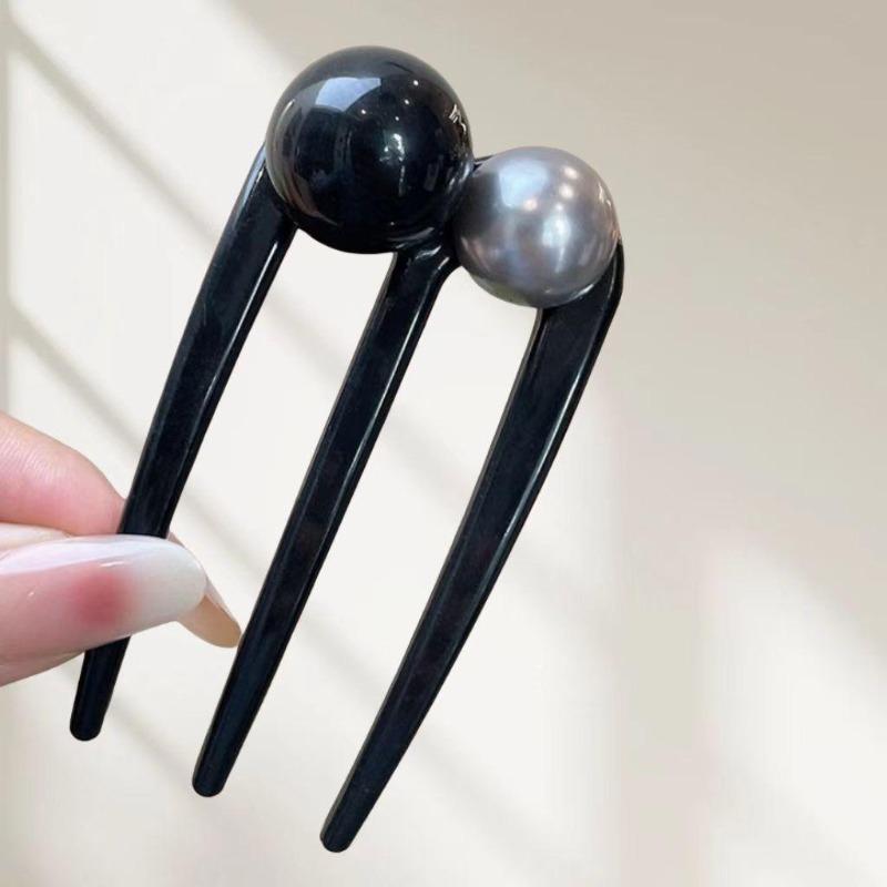 Modische U-förmige Haarnadel Haargabel Trendiges Acrylperlenmaterial Haarspange für Damen Mädchen Retro Schmuck Haaraccessoires
