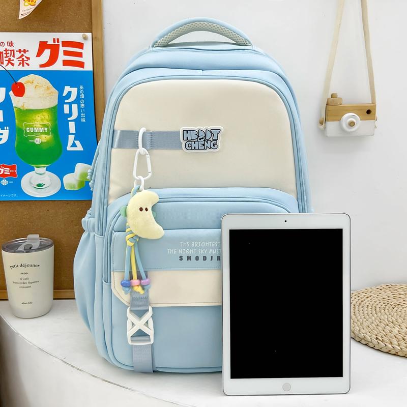Contrast Color Backpack Campus Large Capacity Student Schoolbag