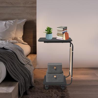 C-Shaped End Table for Living Room, 2-Tier Small Bedside Table with 10kg/22lbs Load Capacity, Sofa Side Table with 24.4In Height