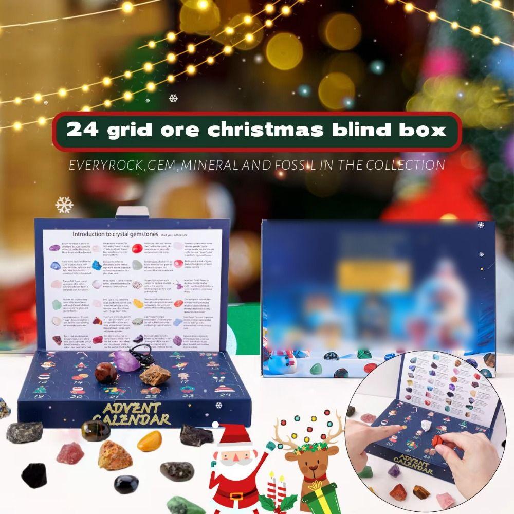 24Pcs Polished Gravel Mineral Rock Stone Collections 24 Boxes 24 Days Countdown Toys Women