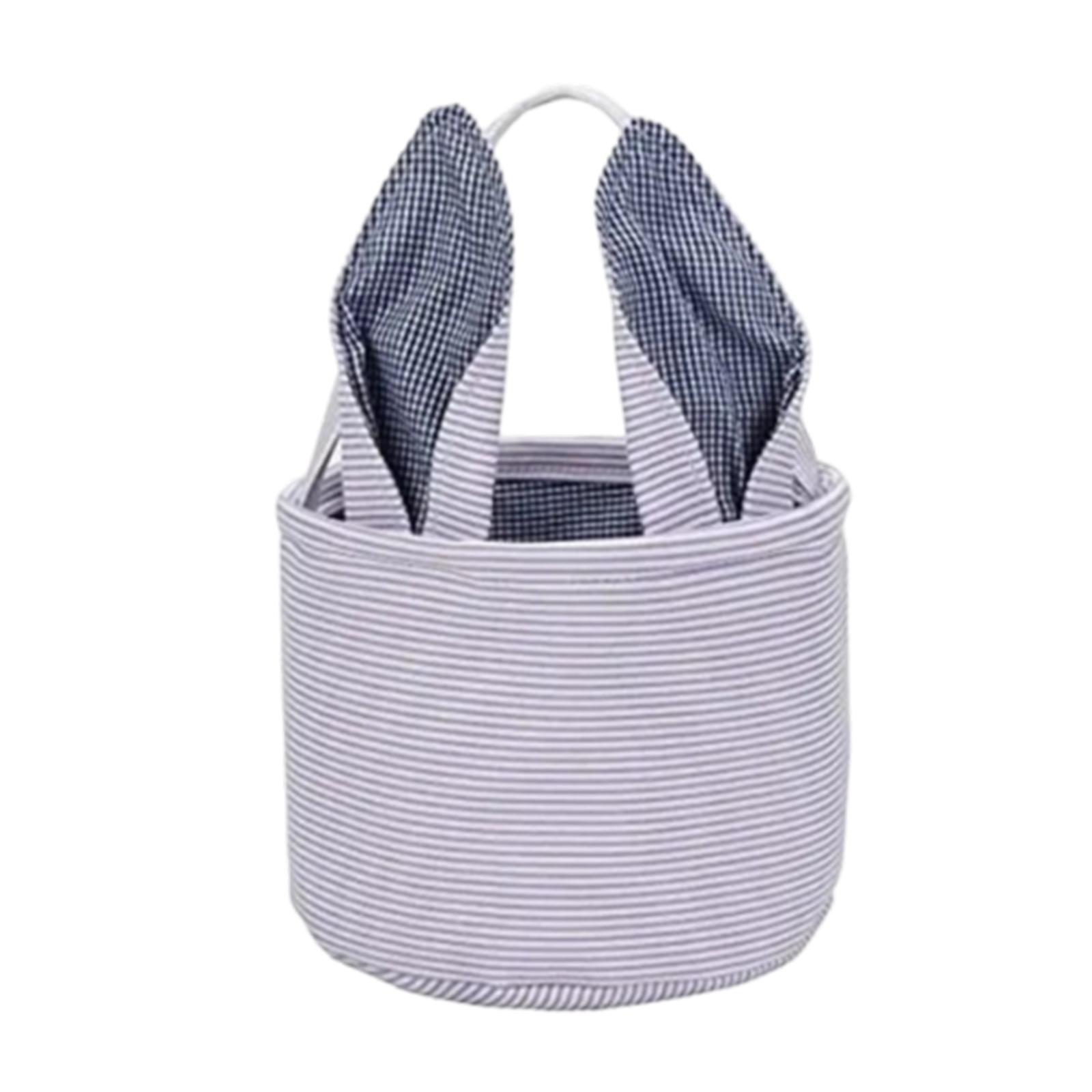 

Cotton Fabric Storage Basket with Bunny Ear Design and Dual Handles for Home Organization and Decorative Use One Size