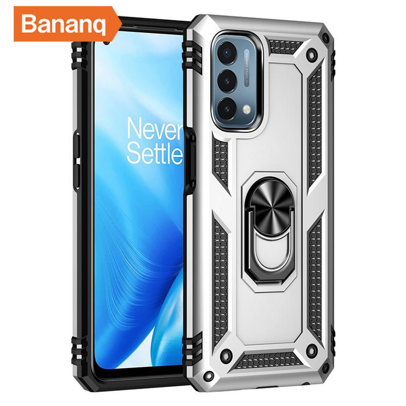 Peaktop Stoßfestes Armor Metallringständer Cover für One Plus 9 7 Pro Magnetische Autohalterung Handyhülle für One Plus Nord N200 5G