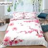 Peach Blossom Duvet Cover Set King Size Microfiber Pink Floral Bedding For Teens Women Twin Comforter Cover