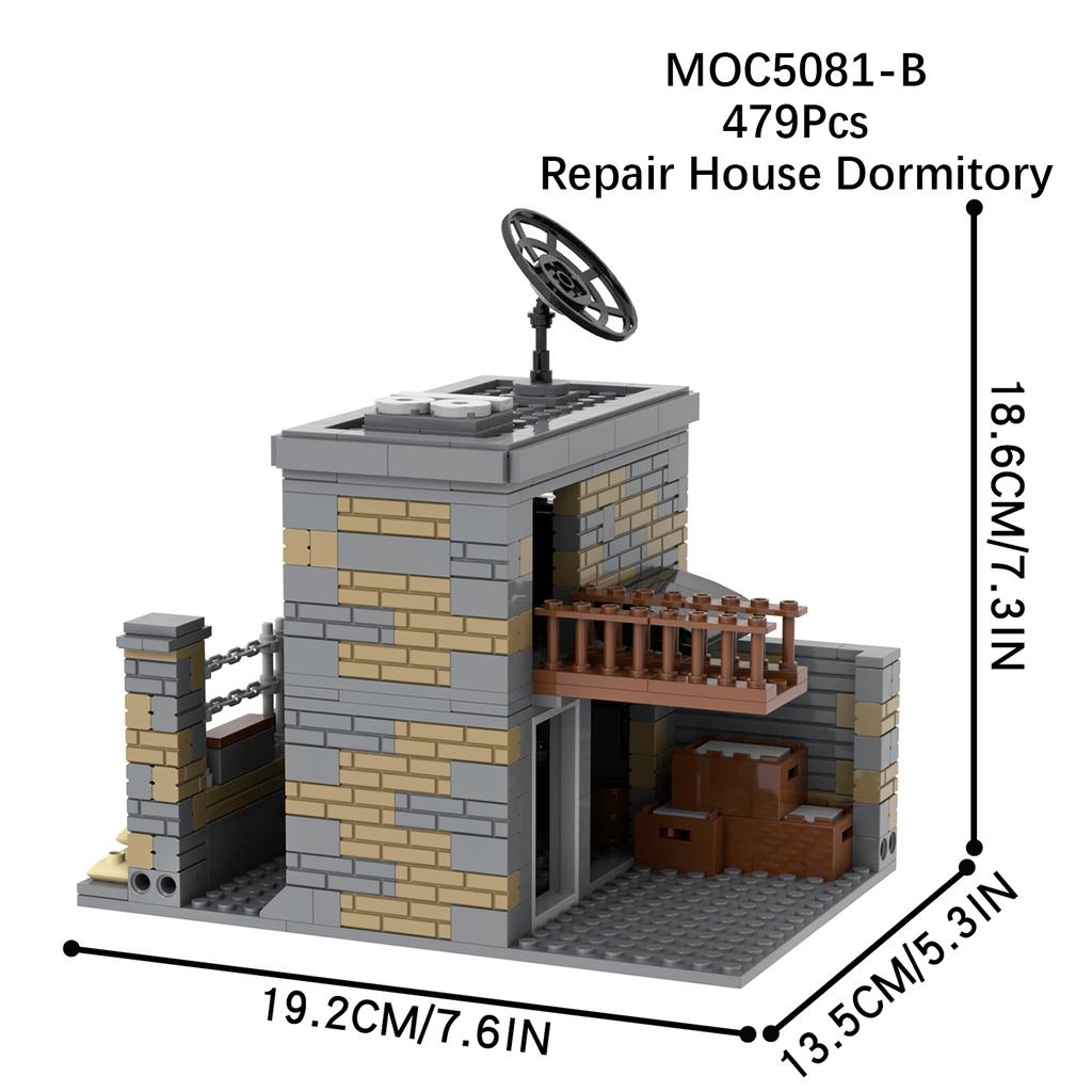 WW2 MOC Ruins Building Blocks Destroyed House War Scene Gunfight Guard Abandoned Construction Bricks Assemble Toys Boys Gift