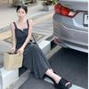 Grey Suspender Skirt Spice Girl Long Dress Slim Dress Women's Summer Temperament Waist Slim Hip Skirt Vest Skirt
