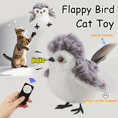 Flappy Bird Interaktives Katzenspielzeug Fernbedienung USB Wiederaufladbar Haustier Katze Plüschtier Flatterndes Vogelspielzeug Jagdinstinkte Anregen