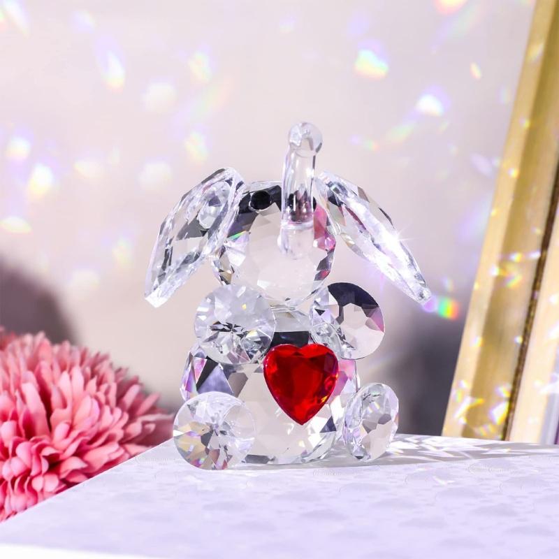 Cute Crystal Elephant Figurines Cut Glass Art Ornament Elephant Statues Animal Collectibles for Home Office Decorations