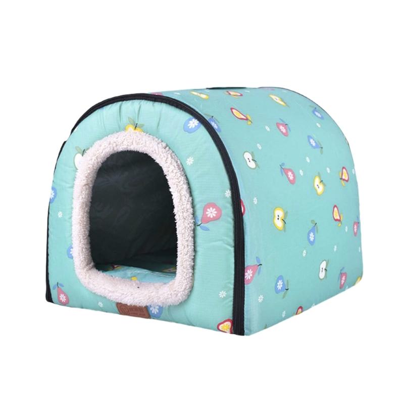 Pet Warm Bed House Soft Indoor Semi-closed Cave Tent for Cat Kitten Puppy Small Animals Pet Thicken Cushion Pad