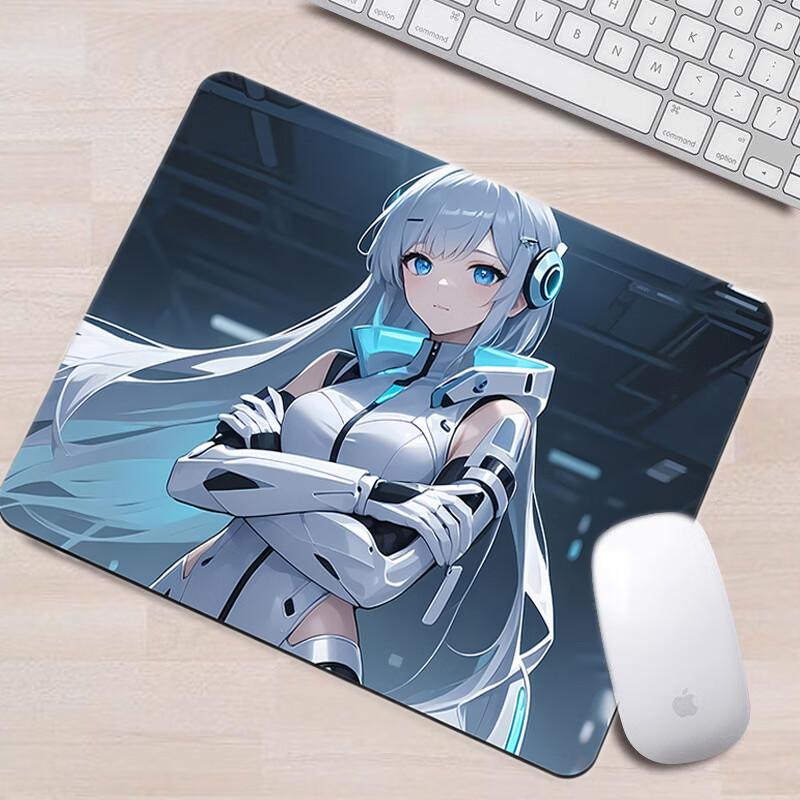 Mouse Pad Small Size Anime High-Quality Desk Mat for Men And Women, Premium Office Gaming E-Sports FPS Smooth Pad, 26*21cm, Silver Mech
